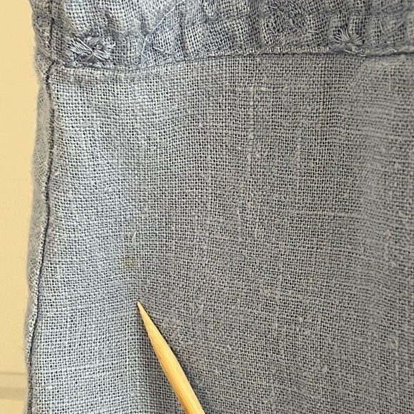 Vintage Sweet Jessie Bohemian Sky Blue Cottagecore 100% Linen Maxi Dress MP - Picture 11 of 11